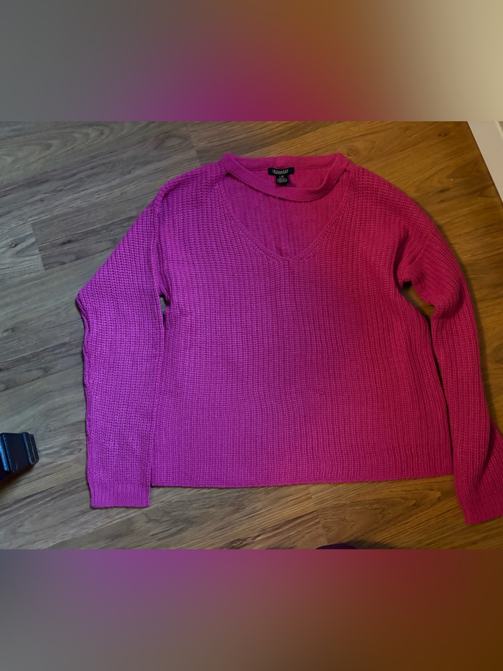 Bright Pink Waffle Knit Sweater